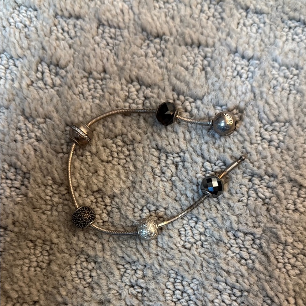 Pandora Silver and Black Beaded Bracelet